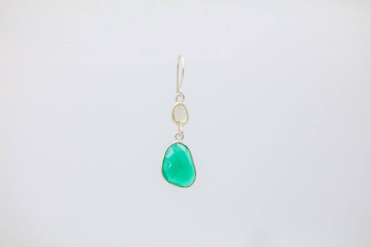 Crystal Quartz & Green Onyx Drop Earrings – view 2