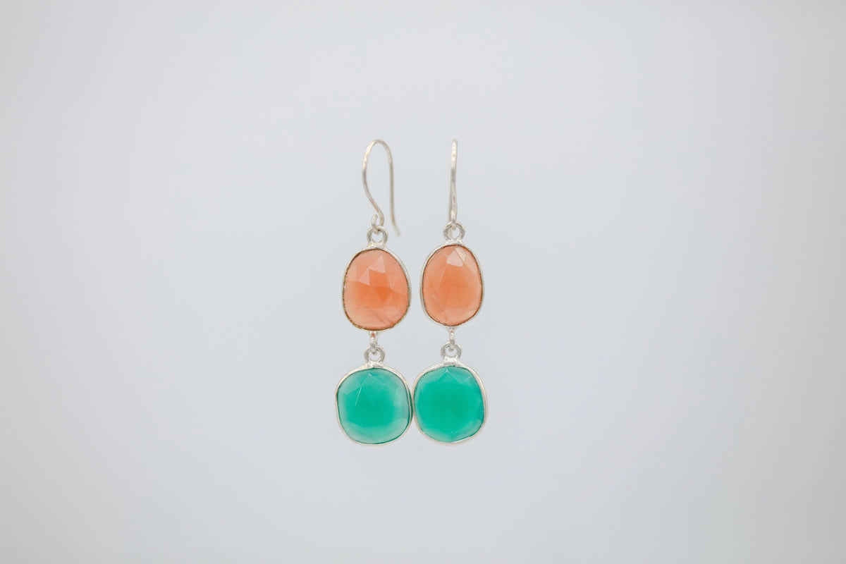 Carnelian & Green Onyx Drop Earrings by Made Design Jewelry