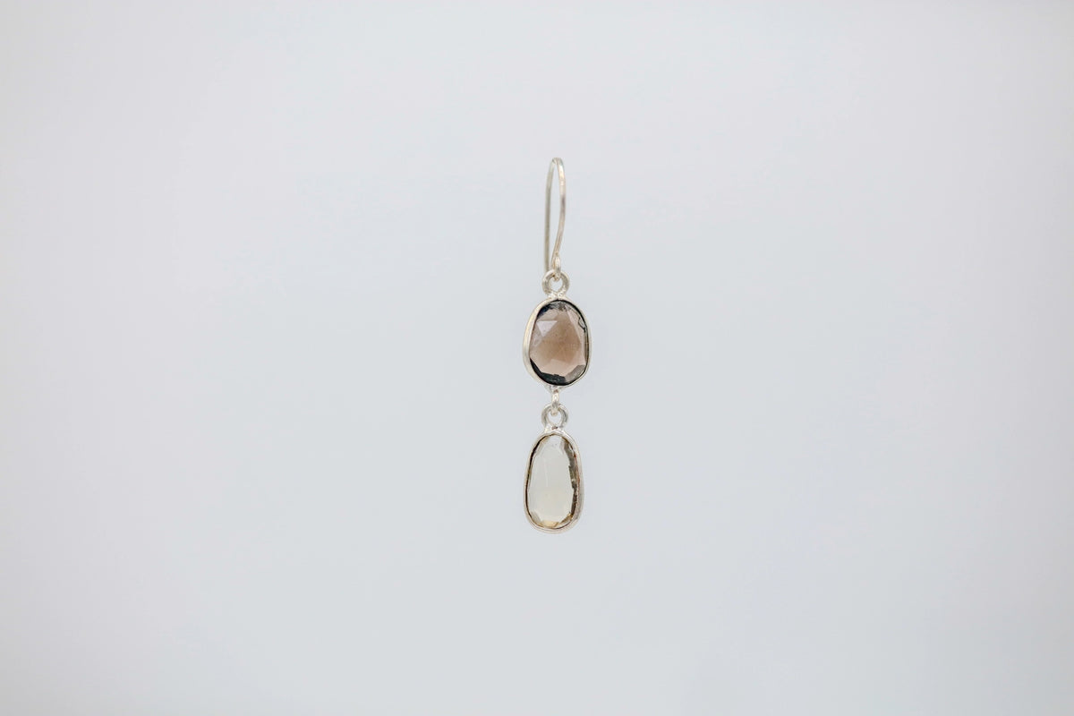 Smoky Quartz & Citrine Drop Earrings in Silver – view 4