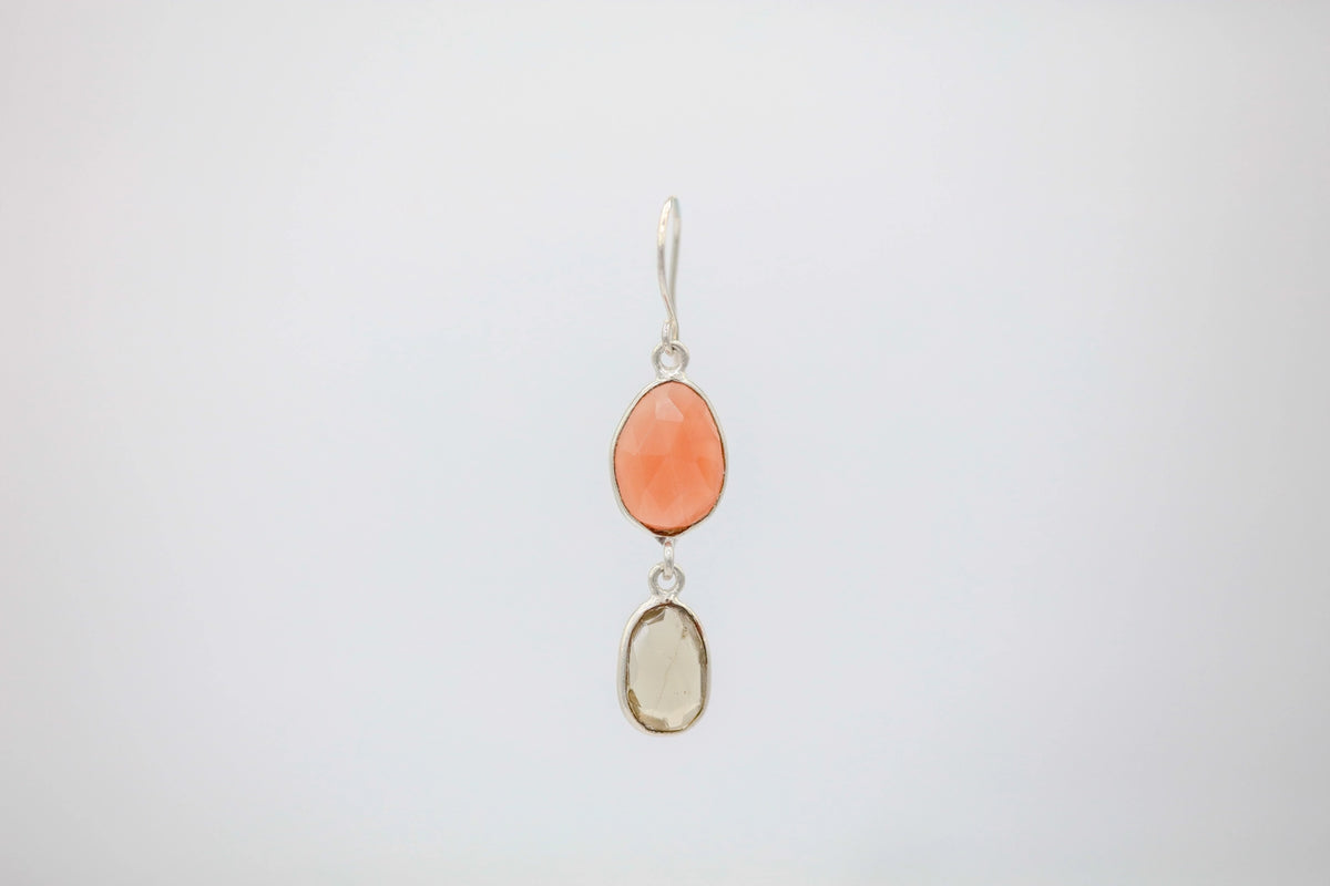 Carnelian & Citrine Drop Earrings in Silver – view 3