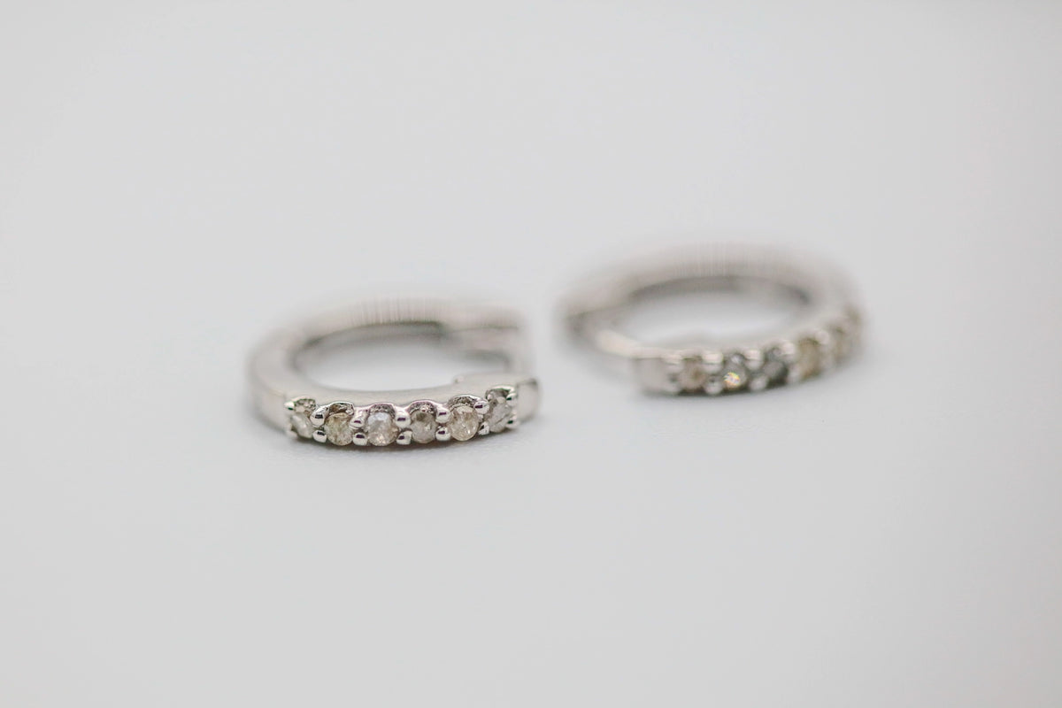 Natural Diamond Pavé Huggie Earrings in Sterling Silver – view 3