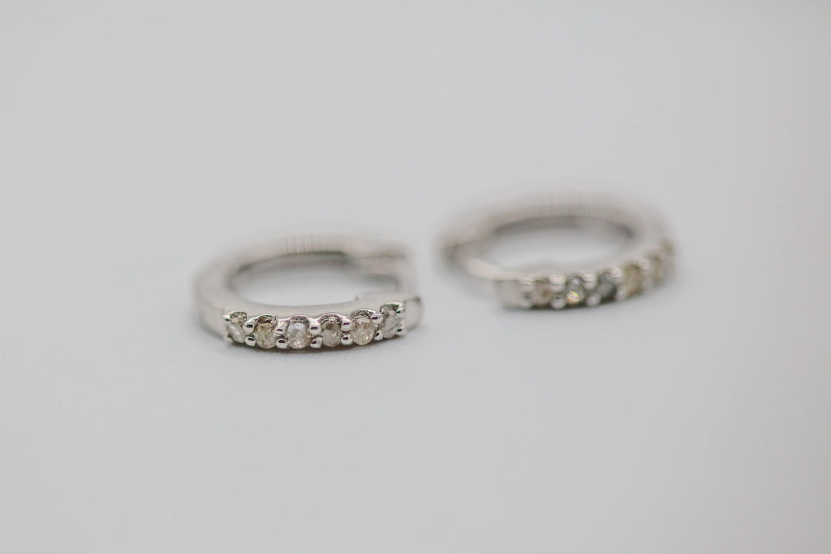 Natural Diamond Pavé Huggie Earrings in Sterling Silver – view 2