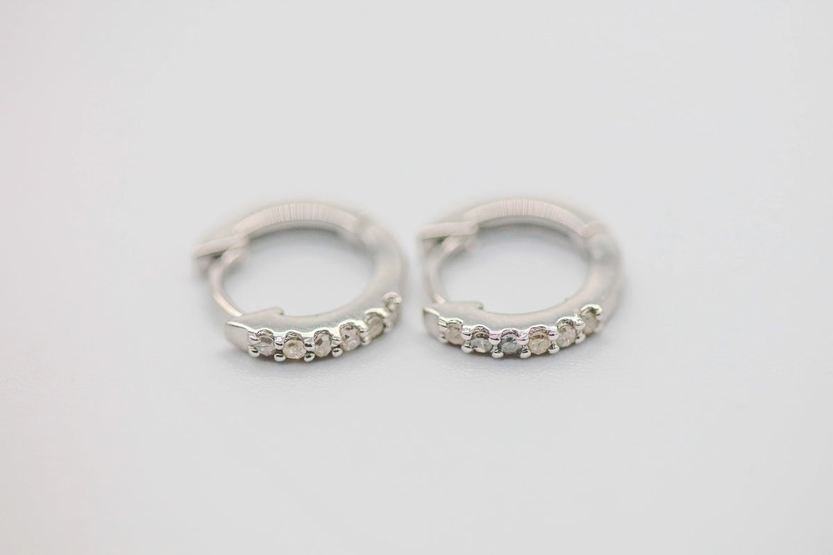 Natural Diamond Pavé Huggie Earrings in Sterling Silver – view 6