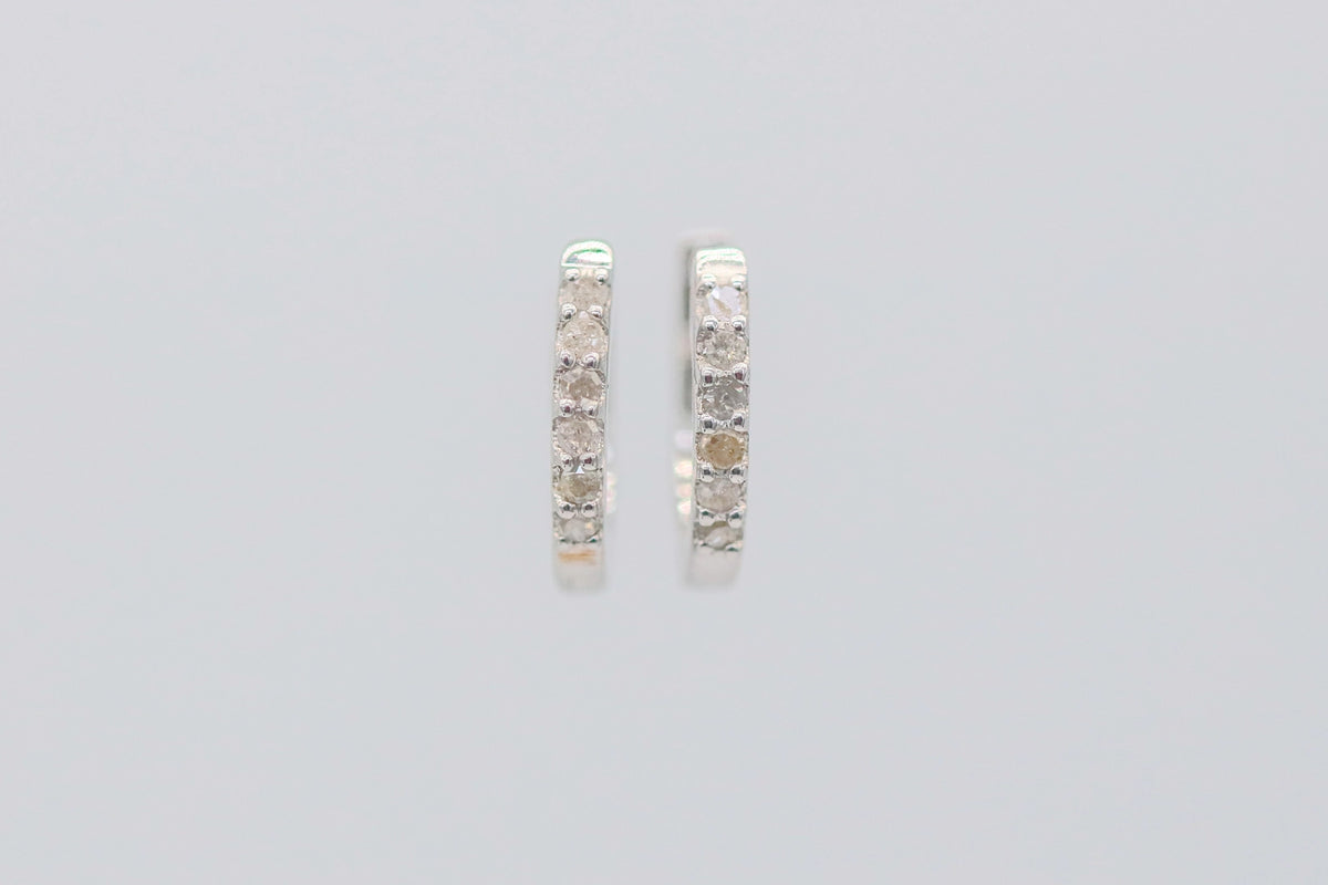 Natural Diamond Pavé Huggie Earrings in Sterling Silver – view 7