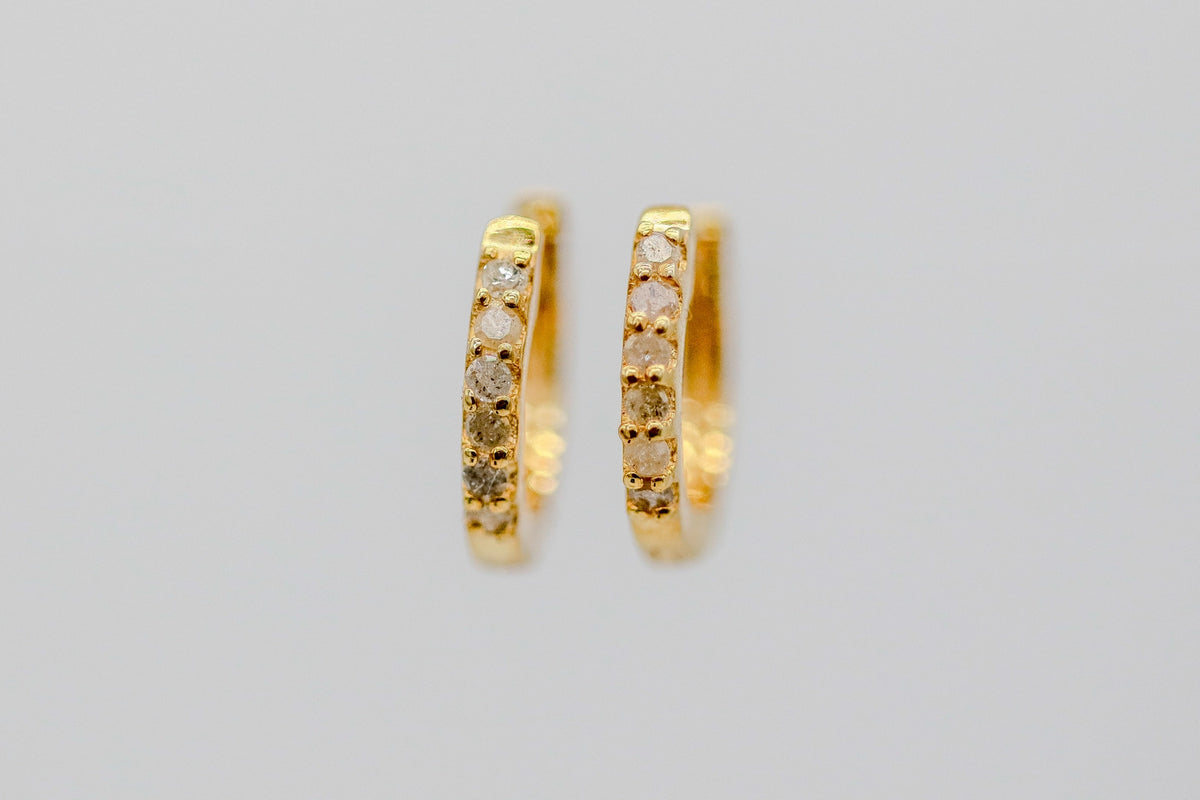 Natural Diamond Pavé Huggie Earrings in Gold Vermeil – view 4