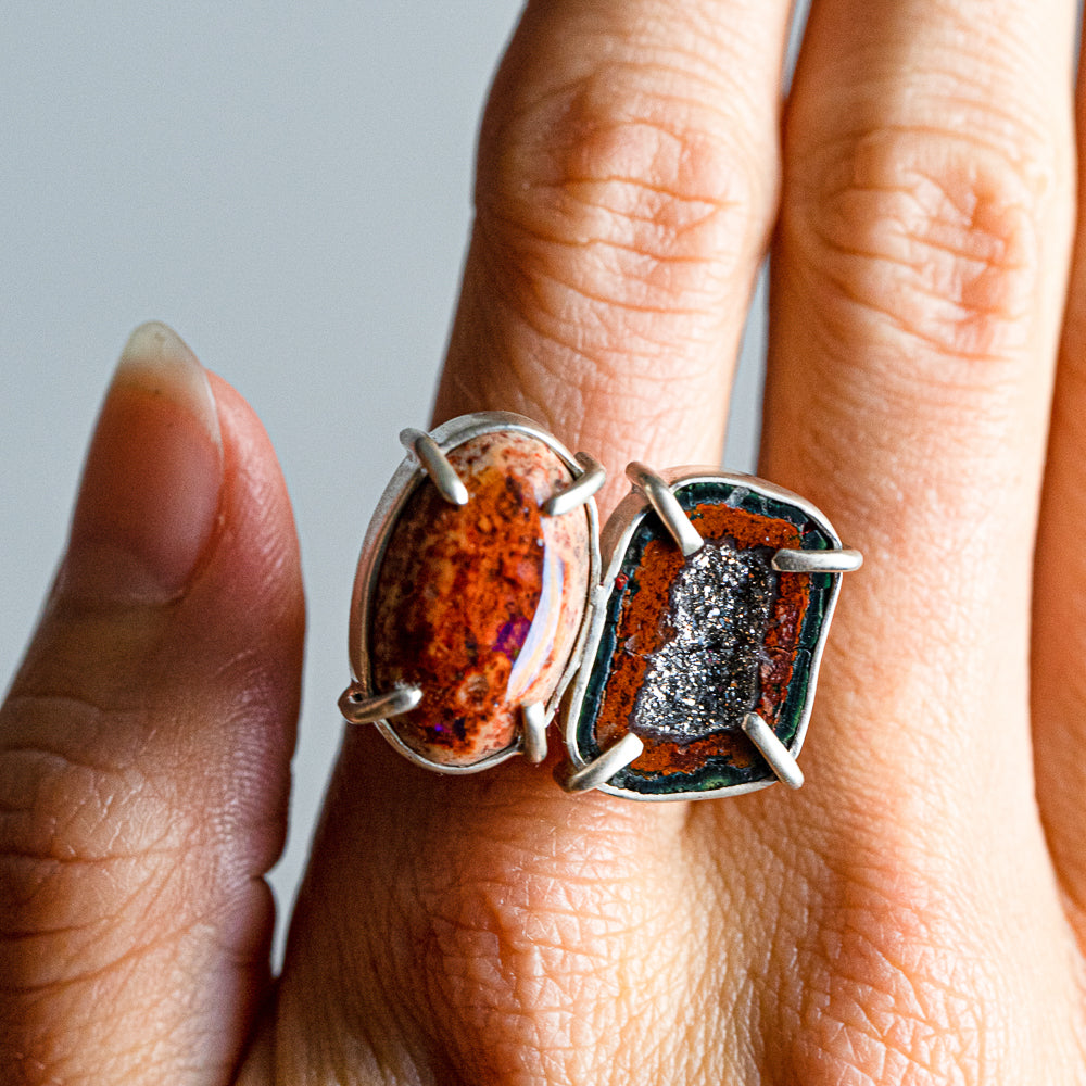 Boulder Opal & Geode Double-Stone Ring — 2020