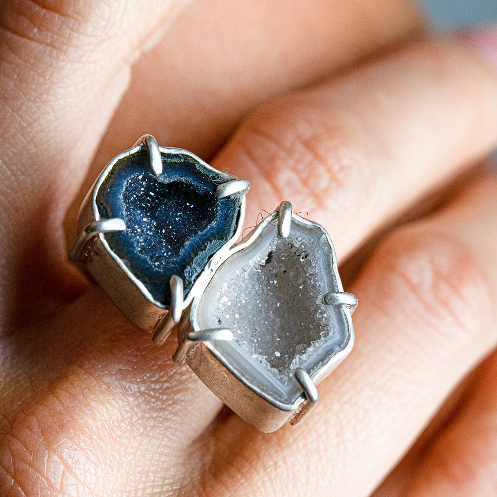 Yin-Yang Geode Double-Stone Ring No. 154 — 2020