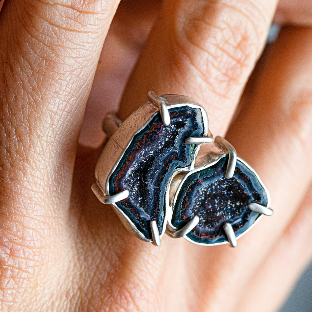 Red Geode Double-Stone Ring No. 166 — 2020