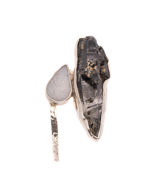 Black Tourmaline-in-Quartz & Druzy Cuff — 2020