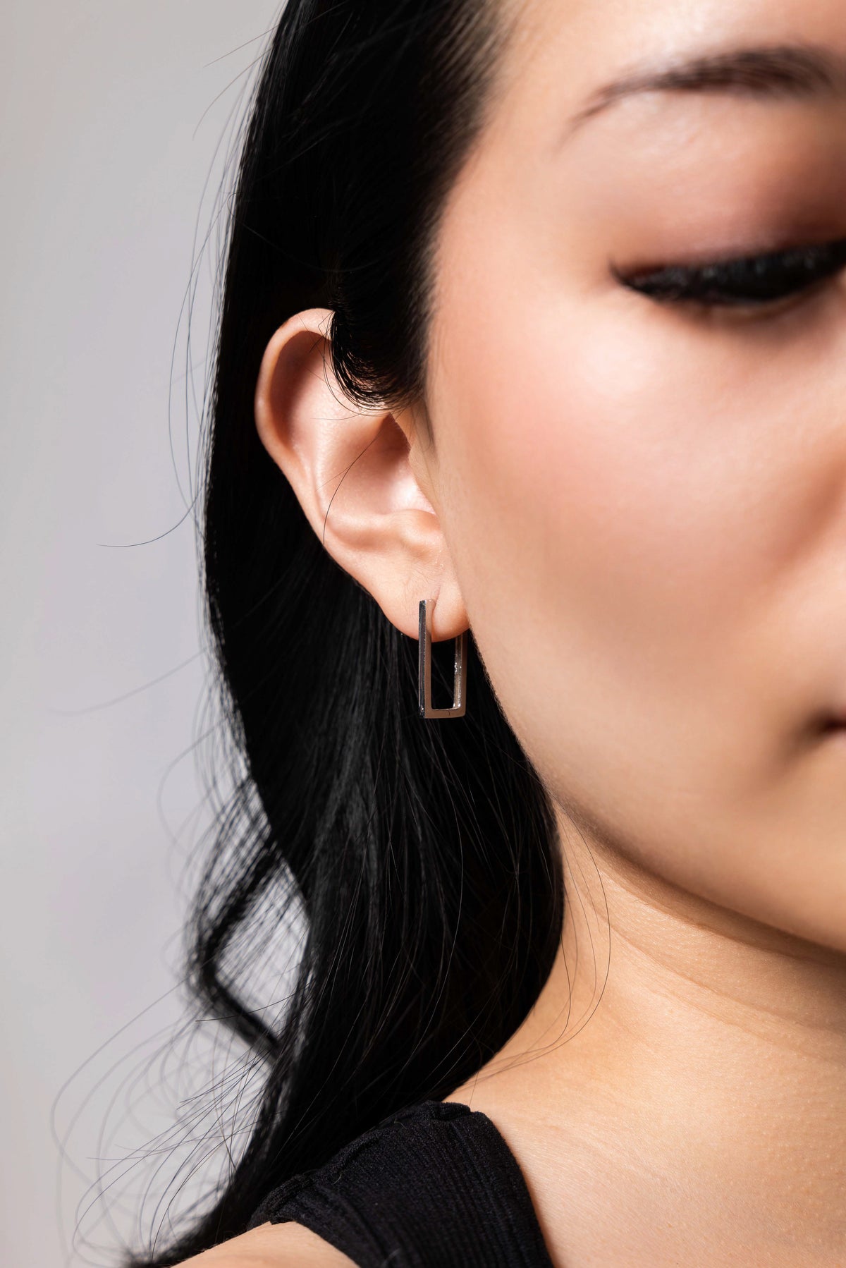 Silver Minimalist Square Hoop Earring