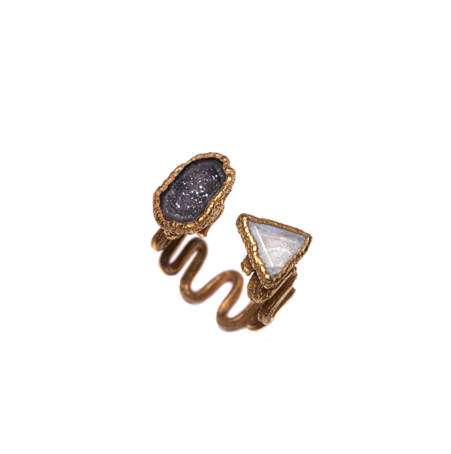 Geode & Moonstone Wavy Band Ring — 2021