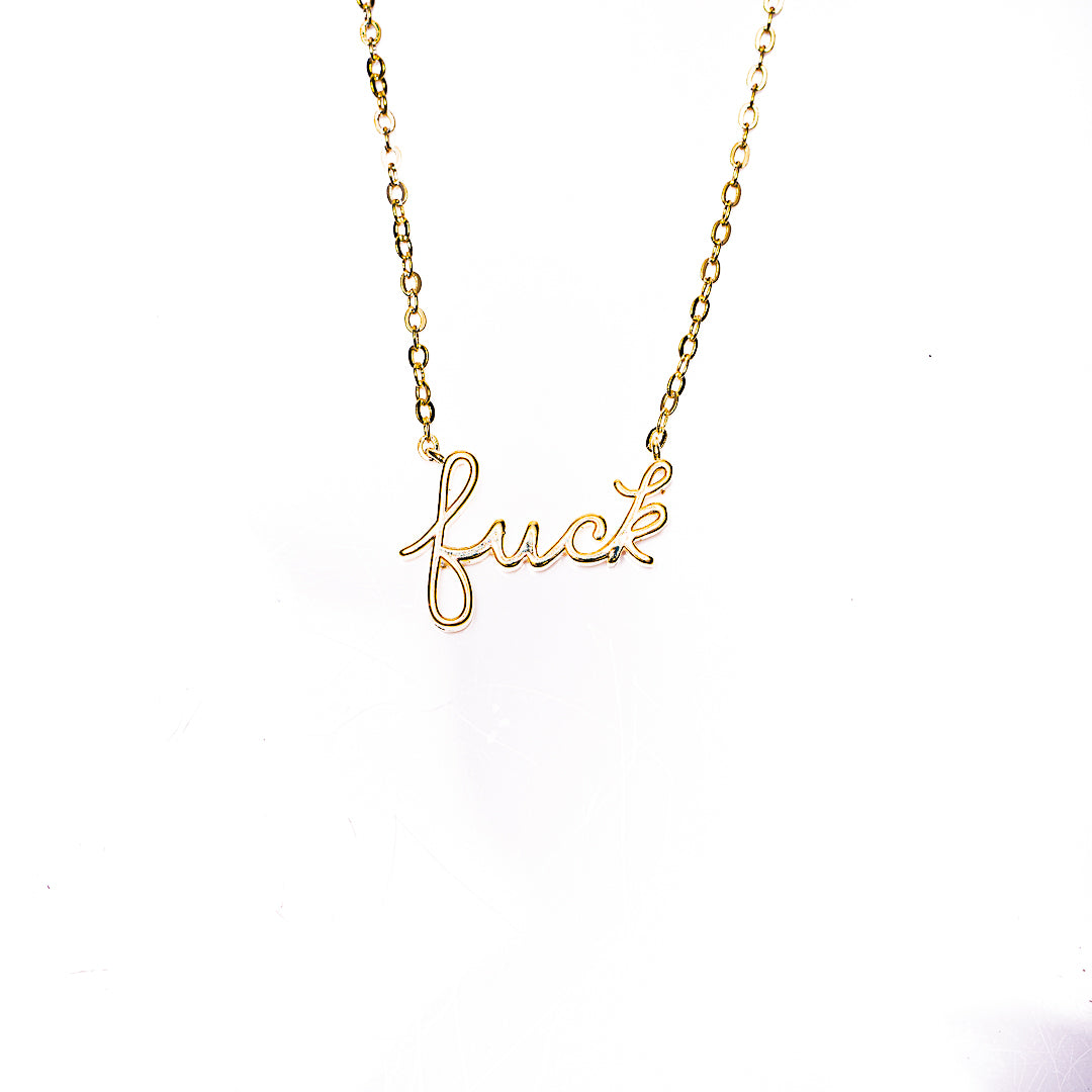F*** Necklace in 18k gold plated brass by Made Design Jewelry