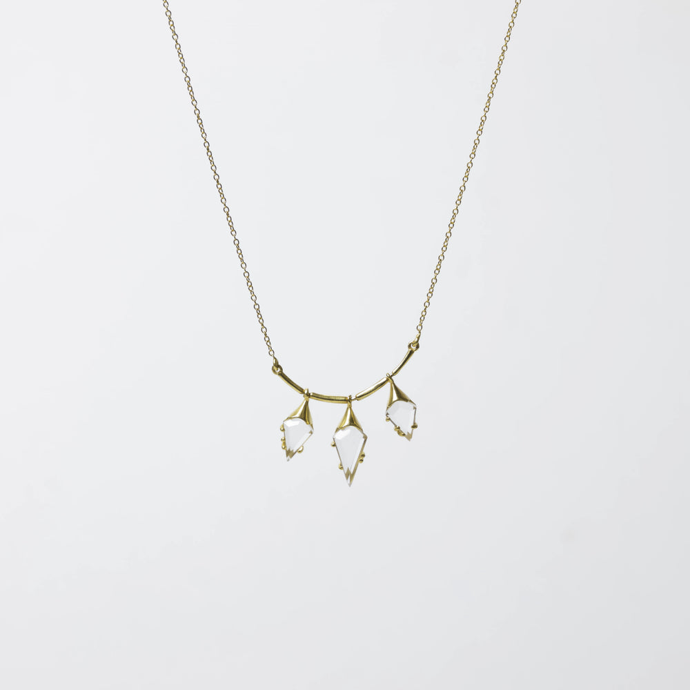 Triple cut quartz necklace in gold vermeil