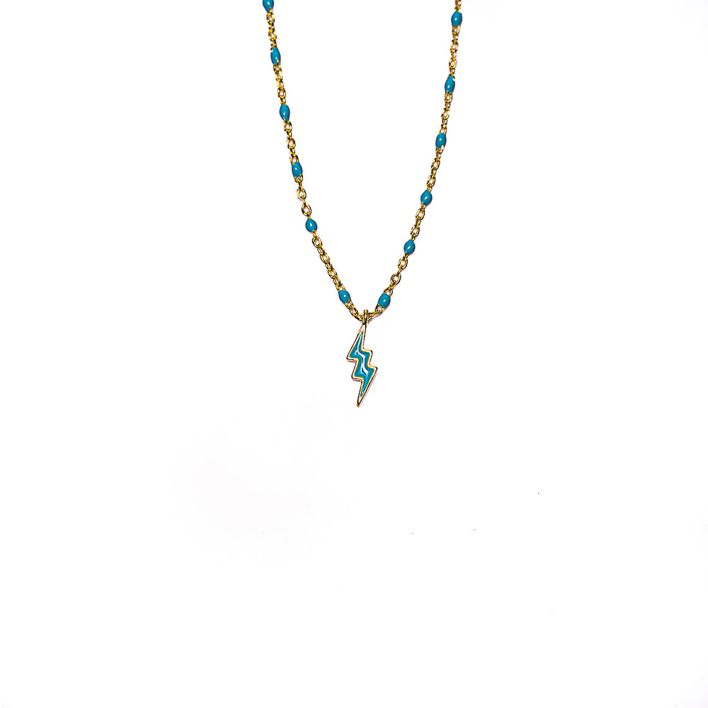 Lightning Bolt Beaded Necklace in 18k gold plated brass by Made Design Jewelry