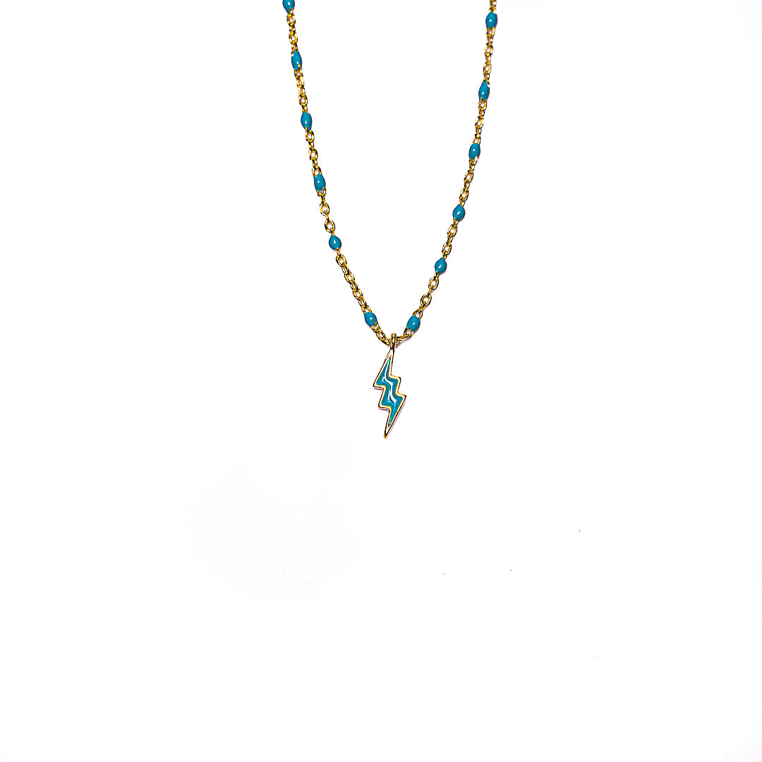 Lightning Bolt Beaded Necklace in 18k gold plated brass by Made Design Jewelry