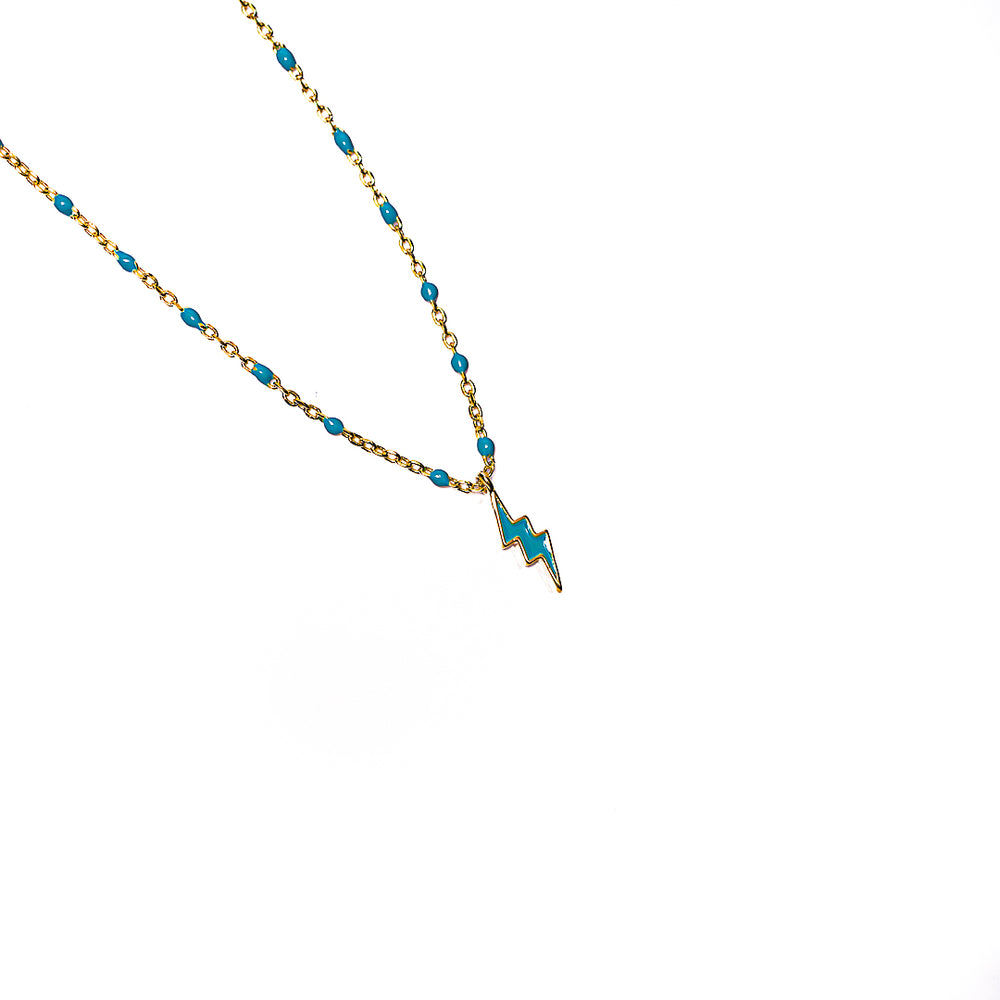 Lightning Bolt Beaded Necklace in 18k gold plated brass – view 2