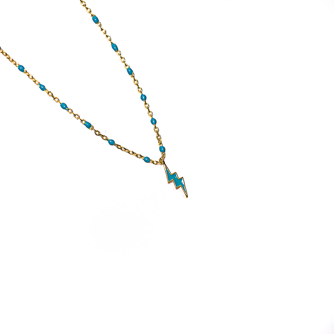 Lightning Bolt Beaded Necklace in 18k gold plated brass – view 2