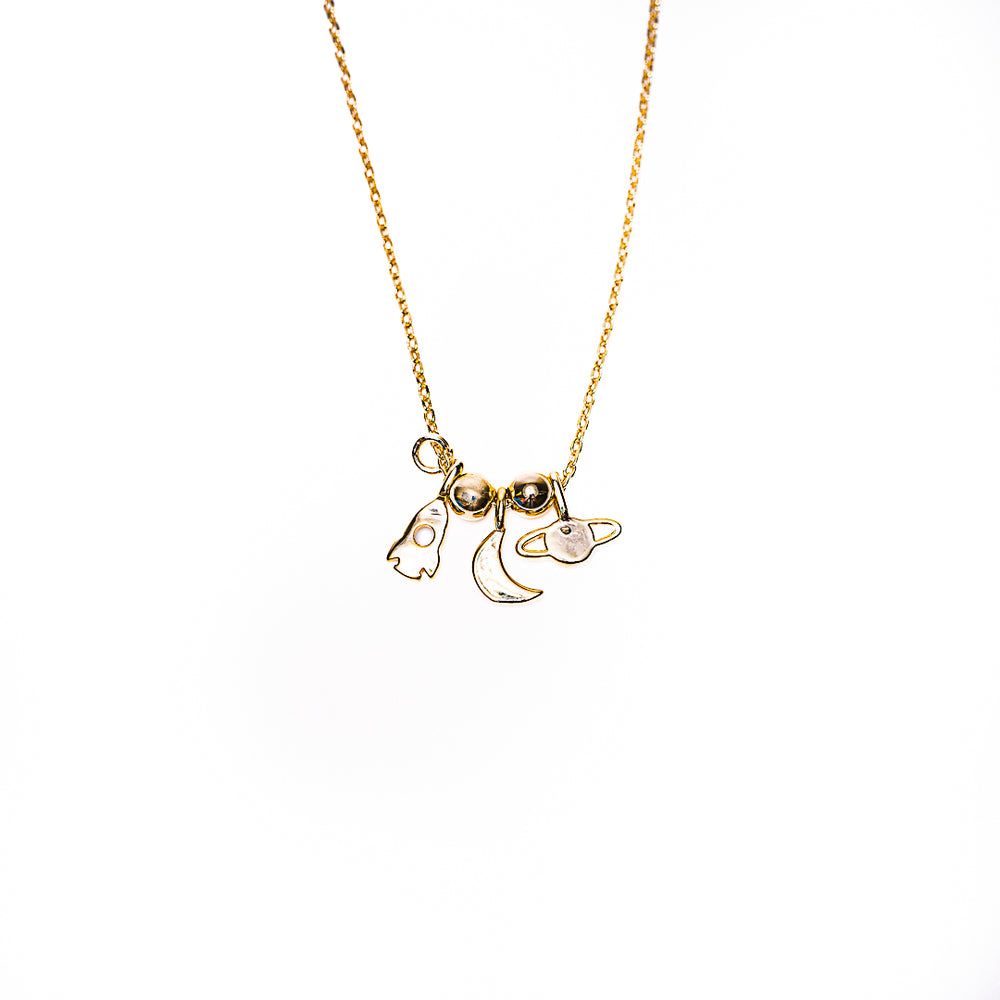 Space Necklace in 18k gold plated brass – view 2