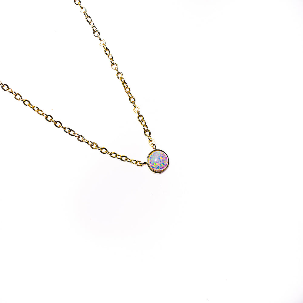 Round Opal Necklace in 18k gold plated brass – view 2