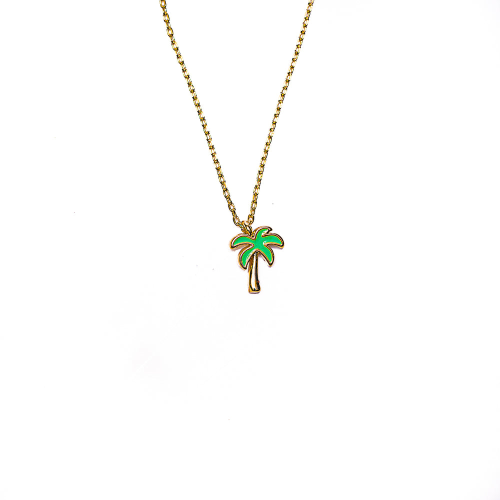 Palm Tree Necklace in 18k gold plated brass by Made Design Jewelry