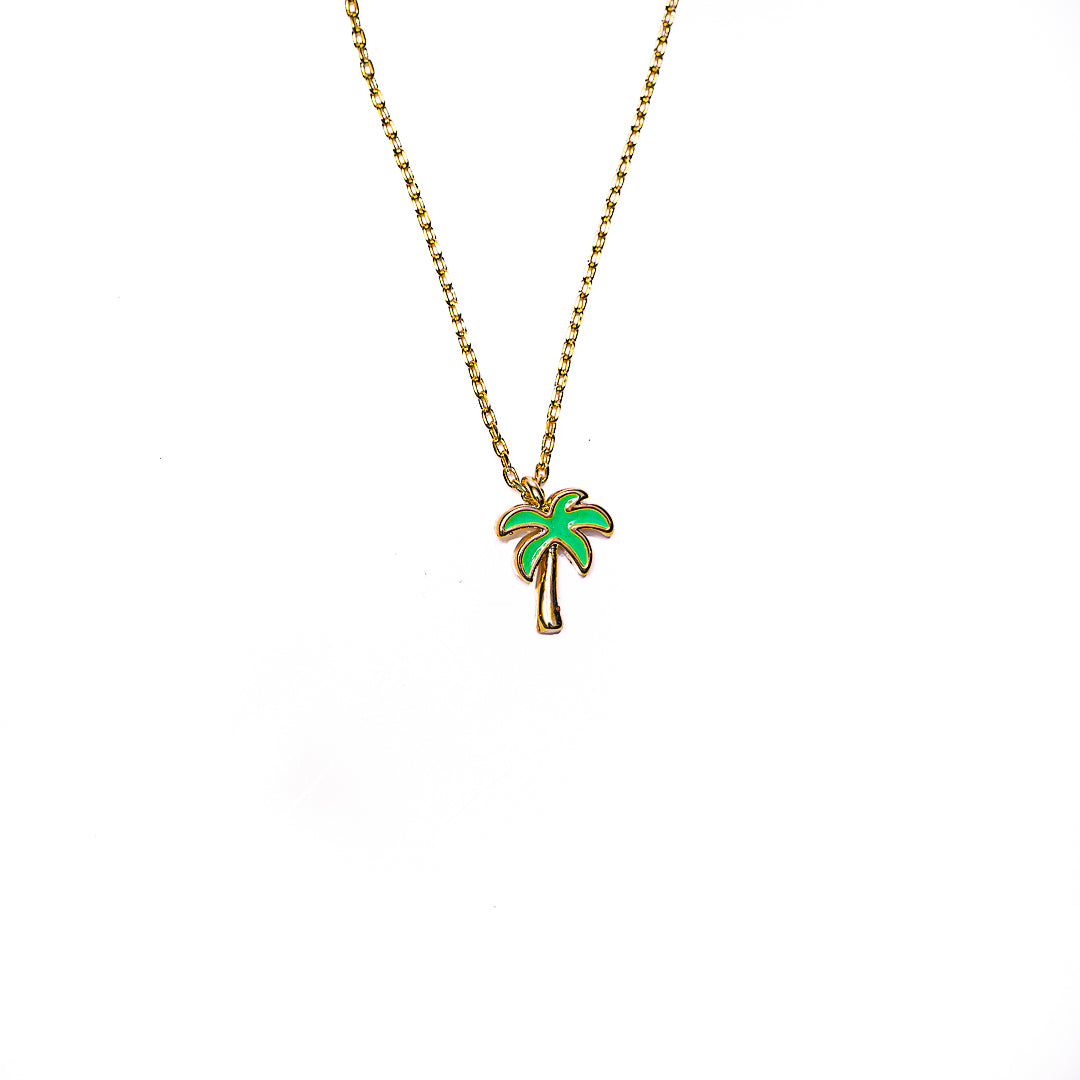 Palm Tree Necklace in 18k gold plated brass by Made Design Jewelry