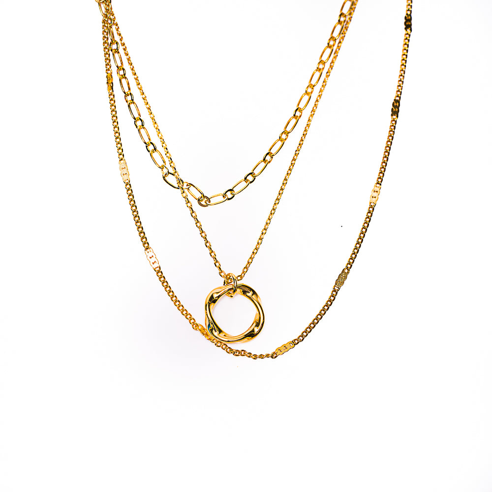 Multi-Layer Chain Ring Necklace in 18k gold plated brass by Made Design Jewelry