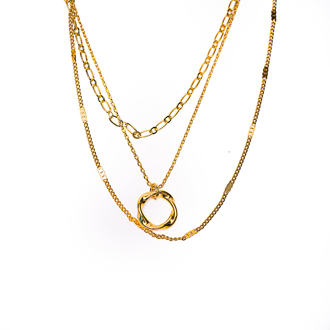 Multi-Layer Chain Ring Necklace