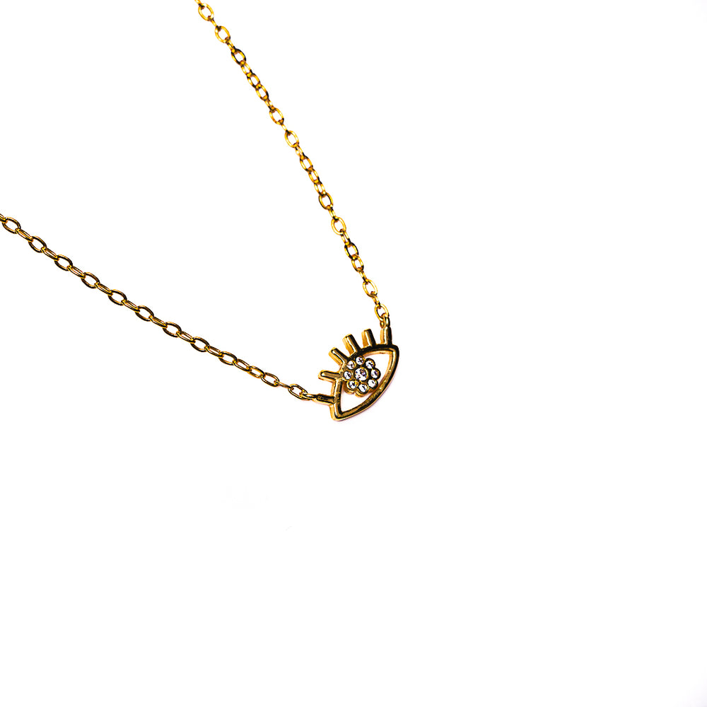 Evil Eye Gem Necklace in 18k gold plated brass – view 2