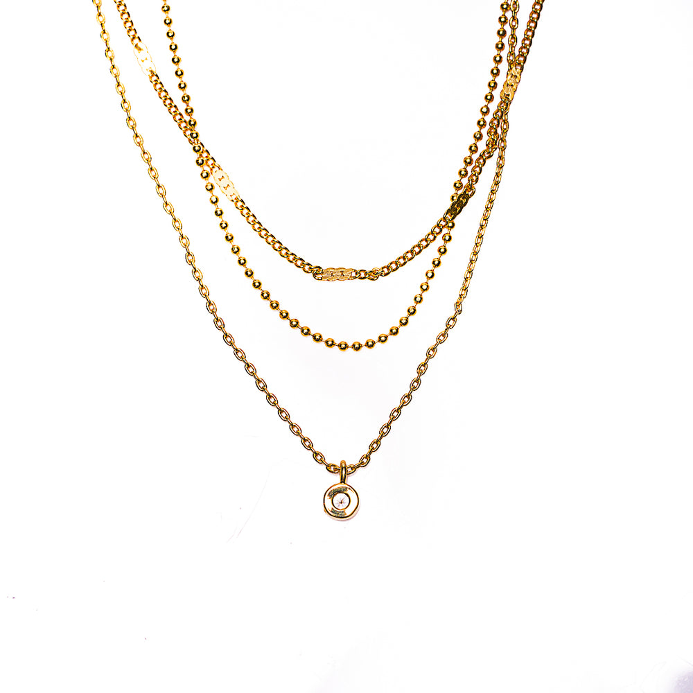 Multi-Layer Chain Crystal Necklace in 18k gold plated brass by Made Design Jewelry