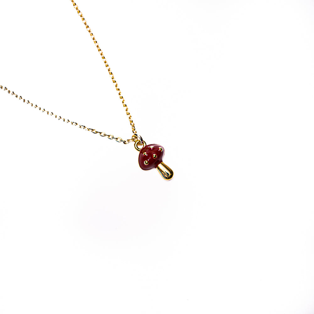 Small Mushroom Necklace in 18k gold plated brass – view 2