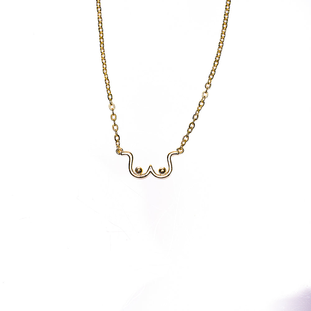 Boob Necklace in 18k gold plated brass by Made Design Jewelry