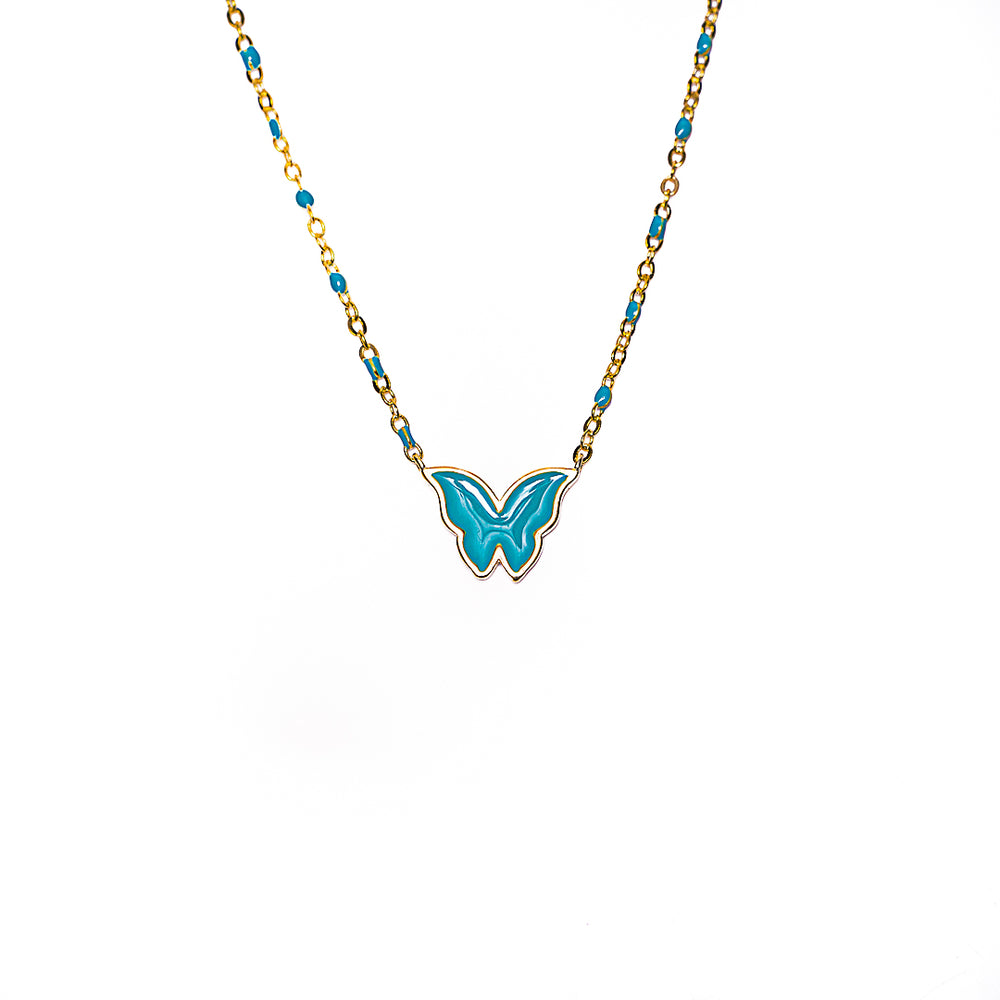 Butterfly Bead Necklace in 18k gold plated brass by Made Design Jewelry