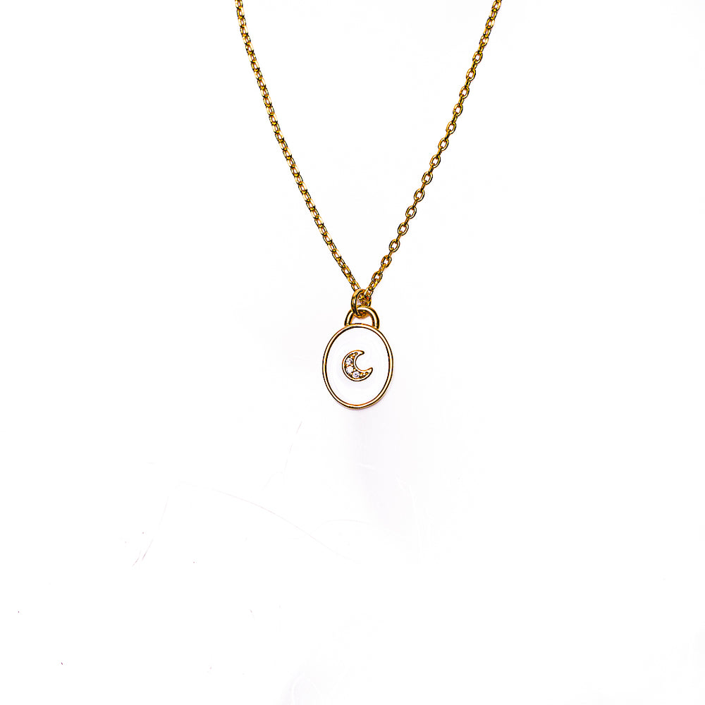 Crescent Disc Necklace in 18k gold plated brass by Made Design Jewelry