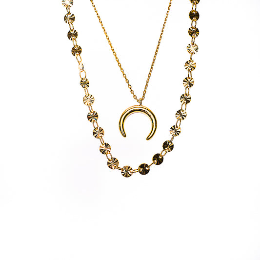 Crescent Double Link Necklace
