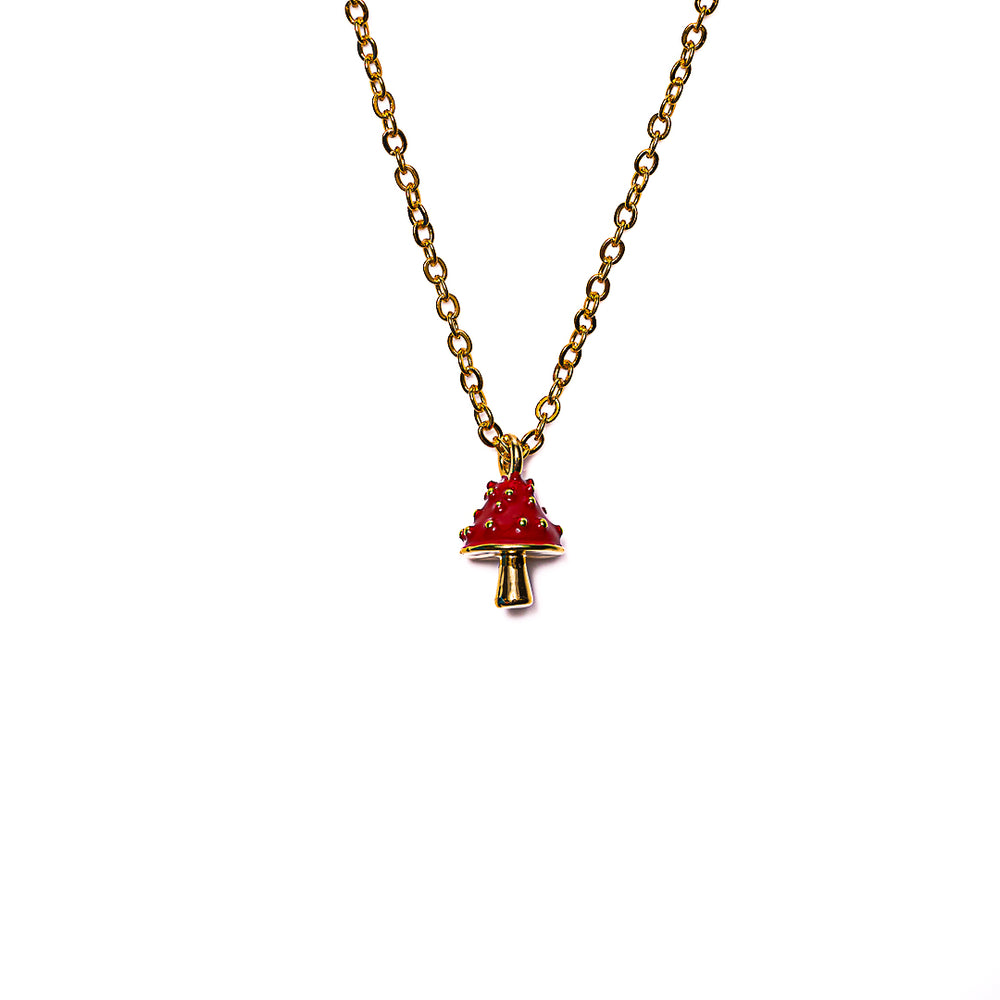 Mushroom Necklace in 18k gold plated brass by Made Design Jewelry