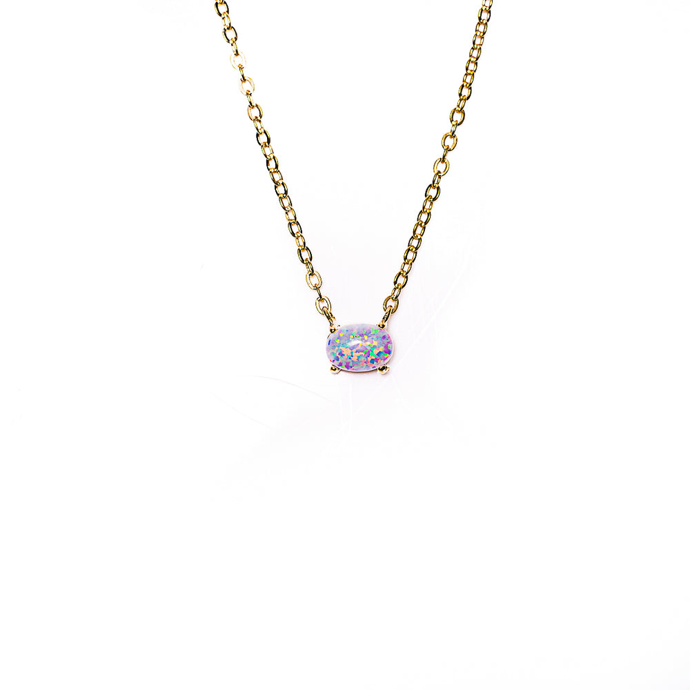 Prong Opal Necklace in 18k gold plated brass by Made Design Jewelry