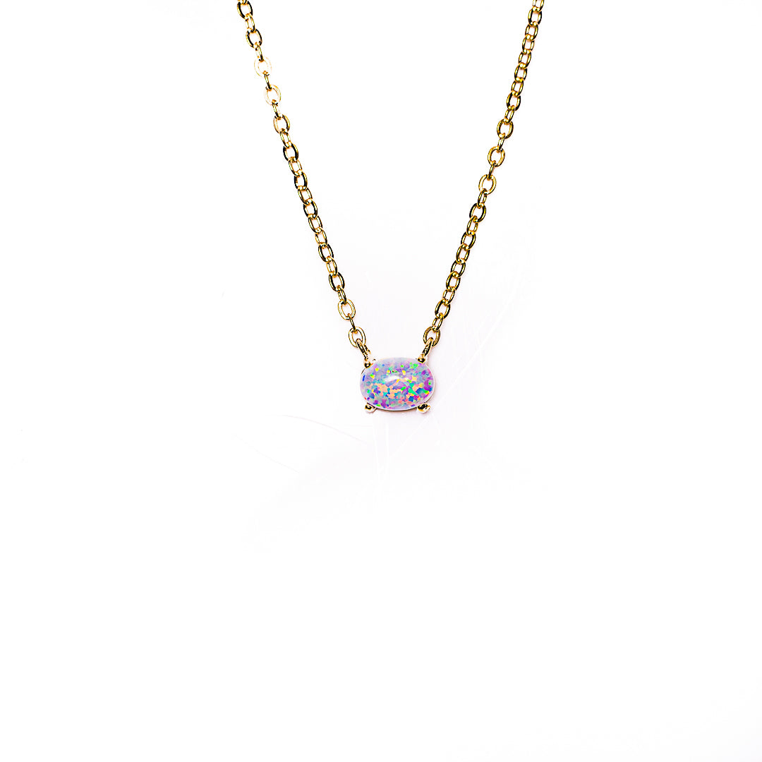 Prong Opal Necklace in 18k gold plated brass by Made Design Jewelry