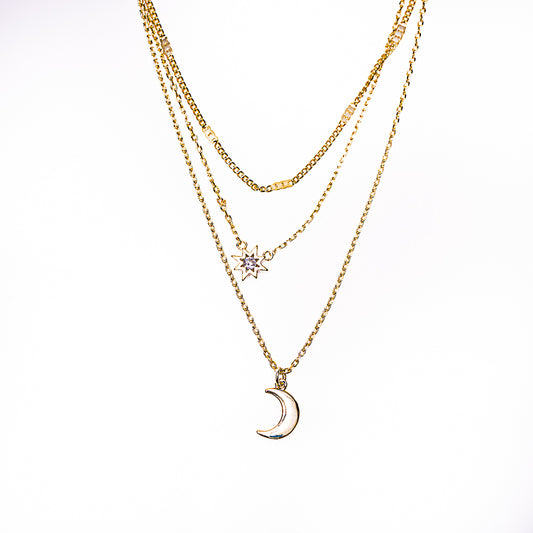 Multi-Layer Moon and Sun Necklace