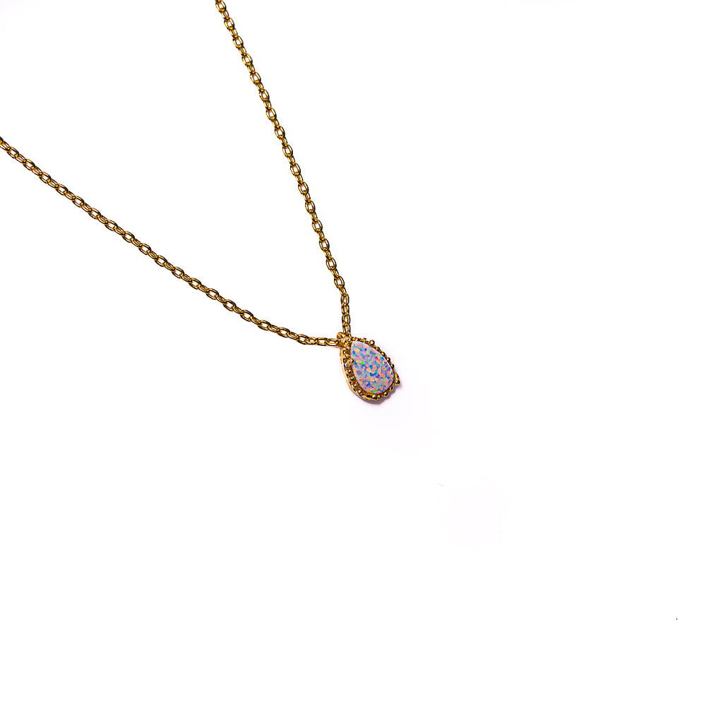 Bezel Opal Pendant in 18k gold plated brass – view 2