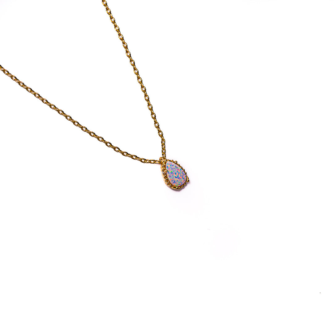 Bezel Opal Pendant in 18k gold plated brass – view 2