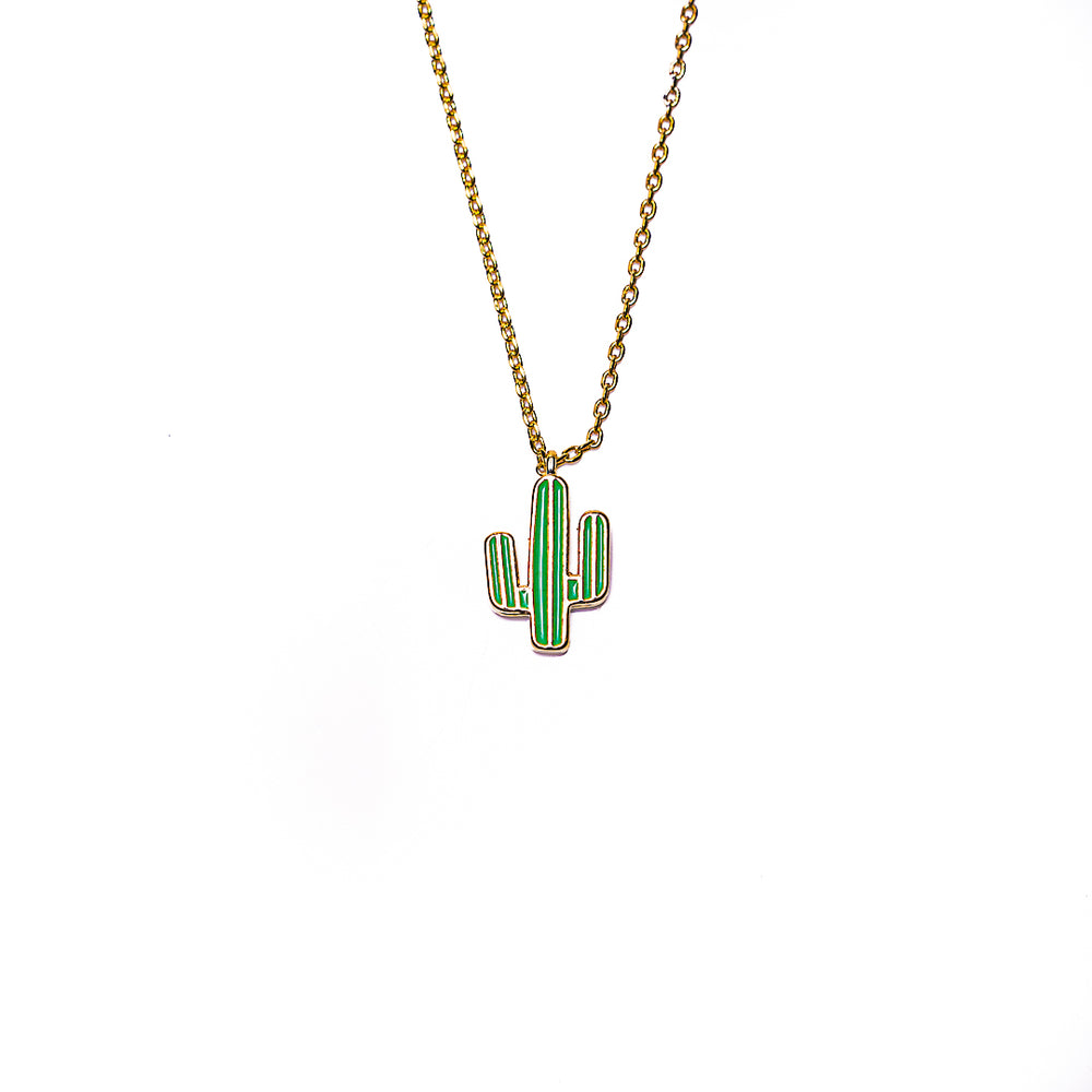 Cactus Pendant in 18k gold plated brass by Made Design Jewelry