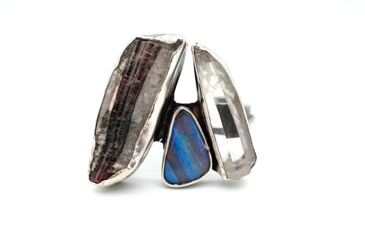 Triple-Stone Cuff Bracelet with Watermelon Tourmaline
