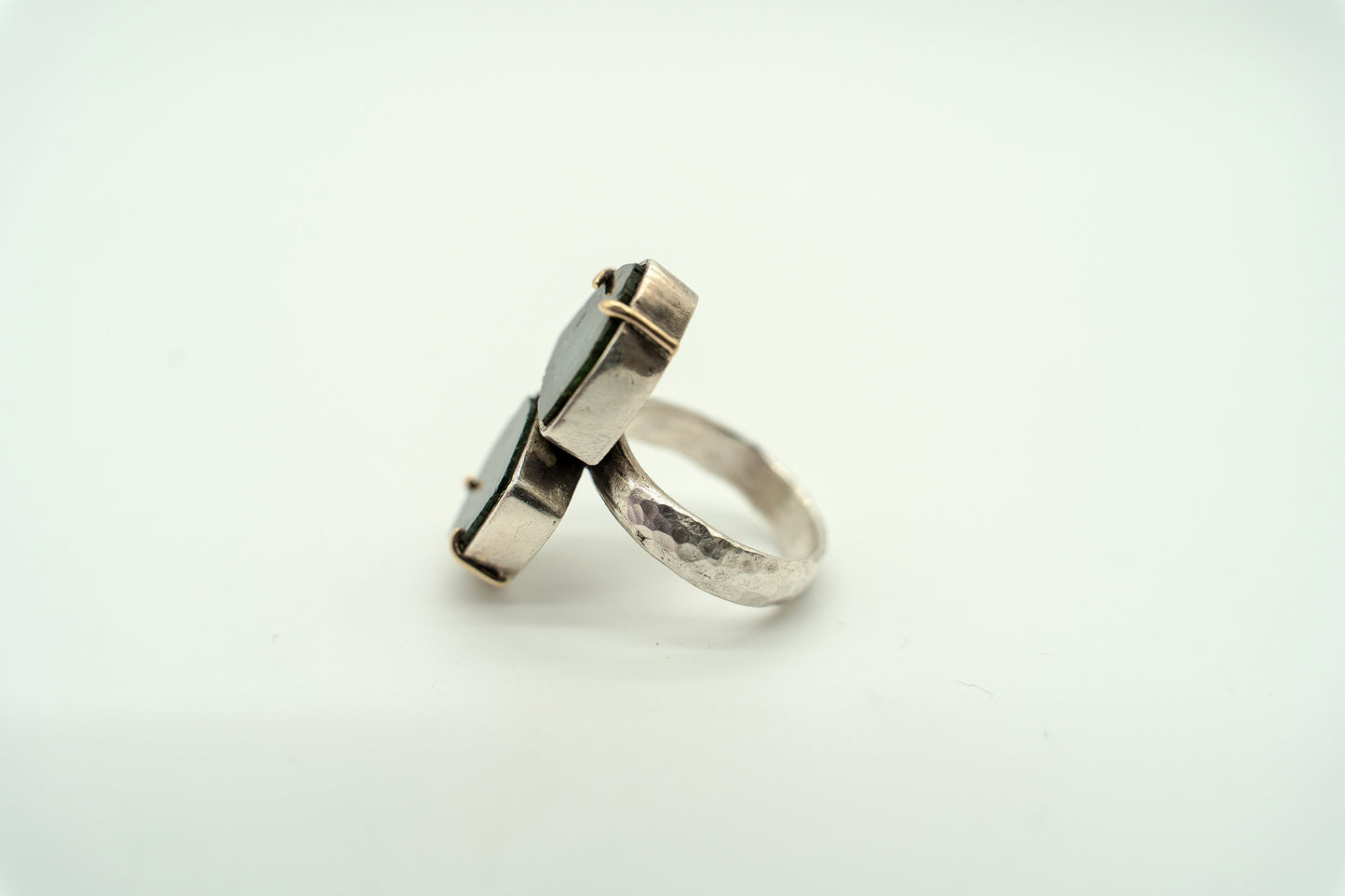 Double Green Tourmaline with 14k Gold Prongs