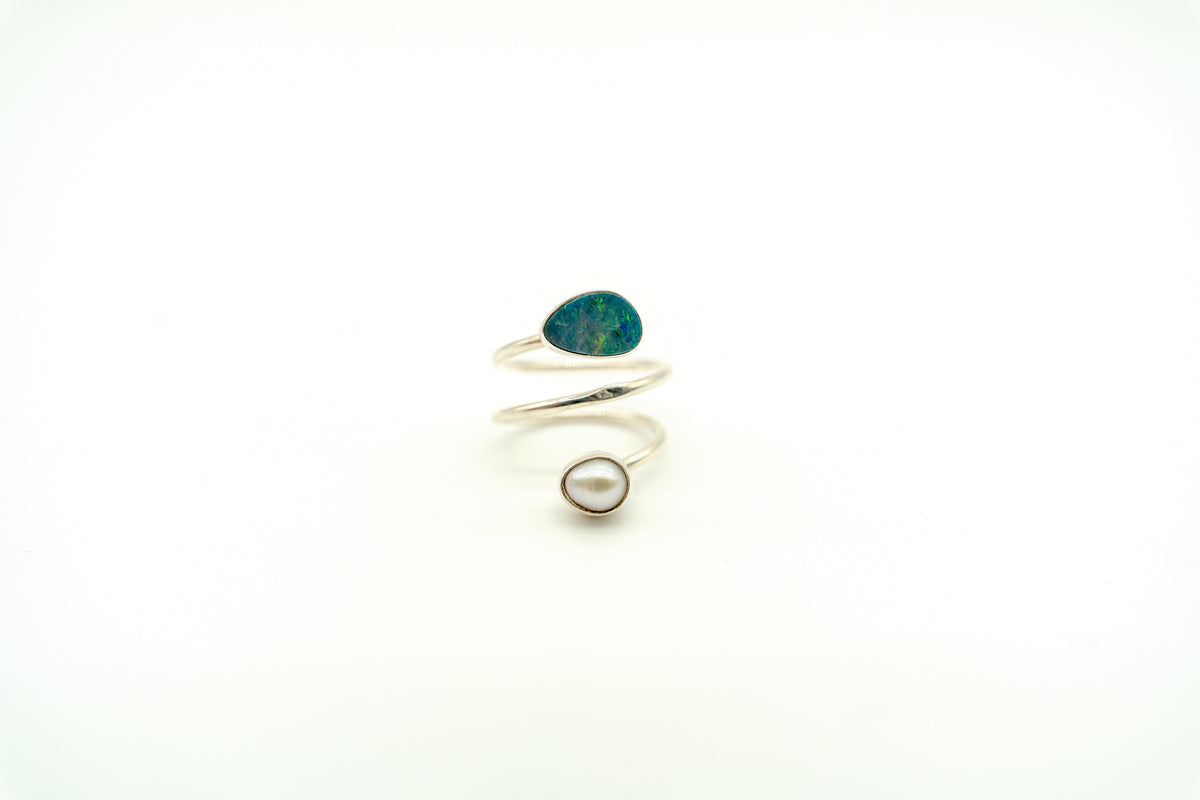 Australian Opal Spiral Ring by Made Design Jewelry