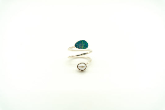Spiral Ring with Australian Opal