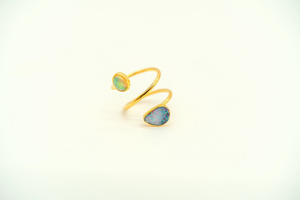 Mixed Opal Spiral Ring
