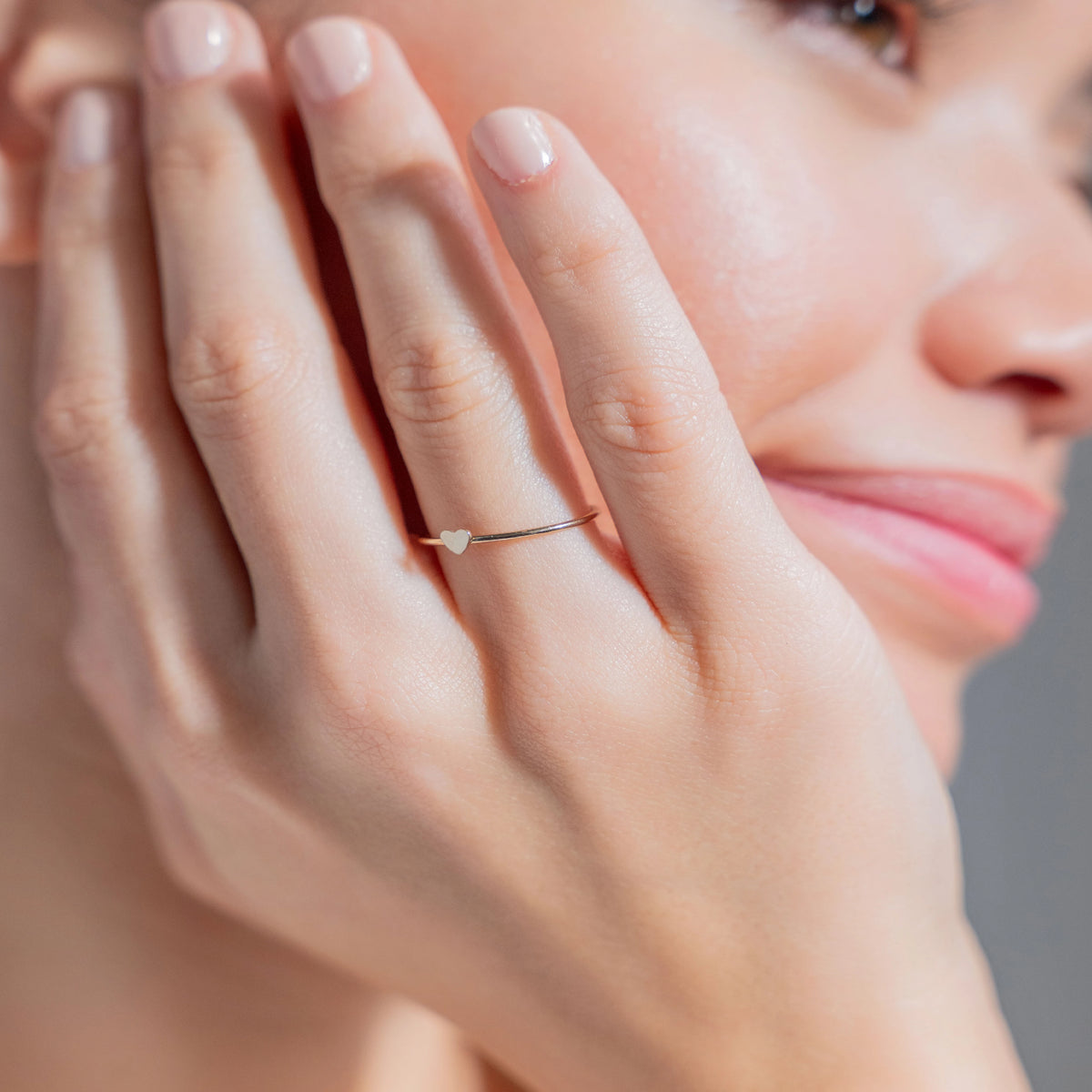 Small heart gold-filled ring detail