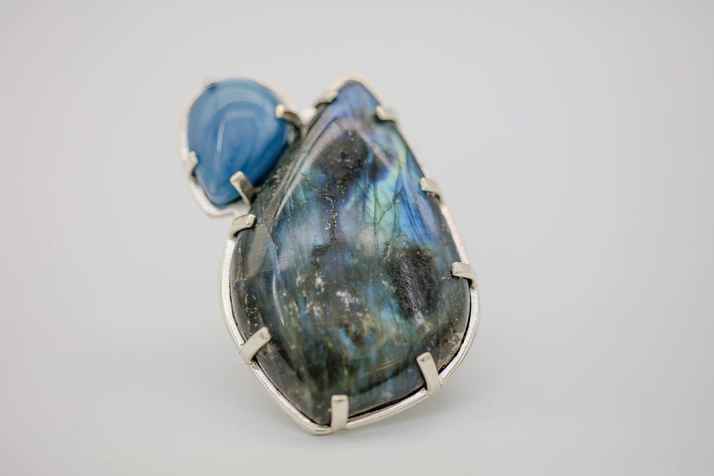 Labradorite & Swedish Blue One of One Ring by Made Design Jewelry