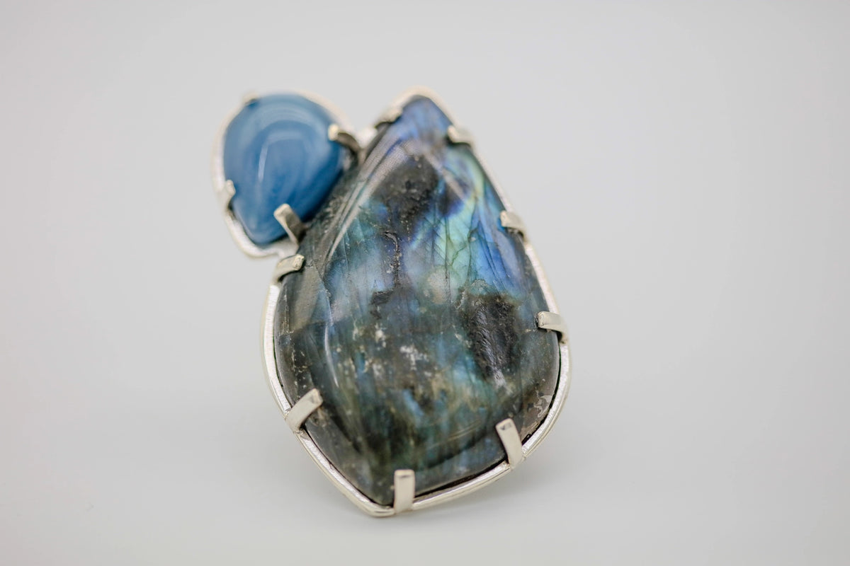 Labradorite & Swedish Blue One of One Ring by Made Design Jewelry