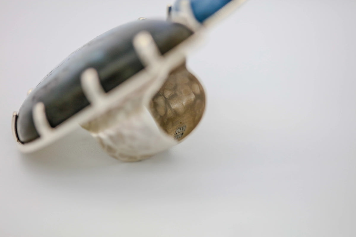 Labradorite & Swedish Blue One of One Ring – view 4